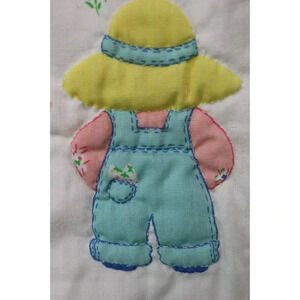 Homemade Holly Hobbit Baby Blanket-Vintage-Hand Stitched-44.5" x 39.5"